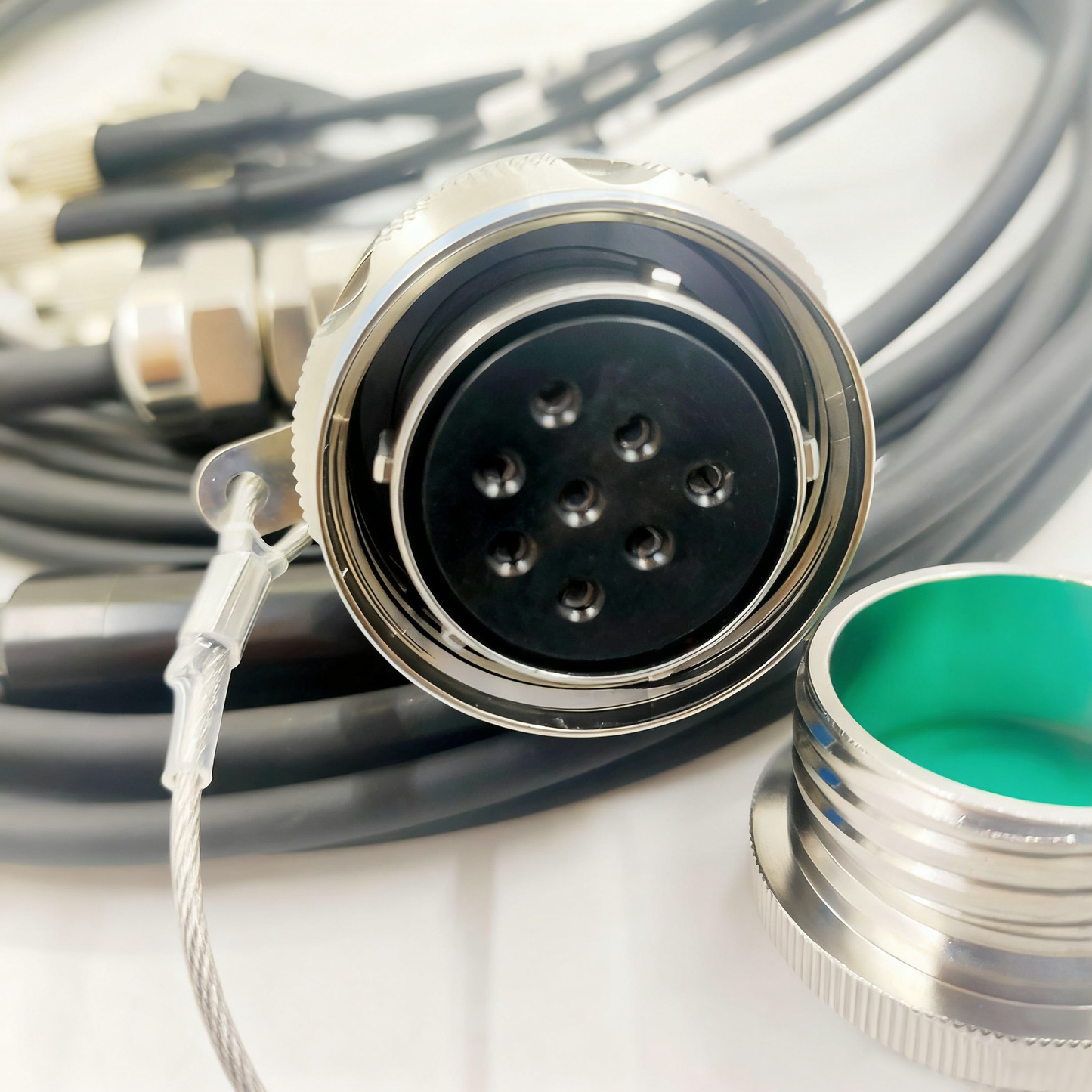 F-tone D38999 8Cores Single Mode Fiber Cable Bent Ends Plug and Socket J599/26KE08B1N -8FC Fiber Optic Cable Assembly