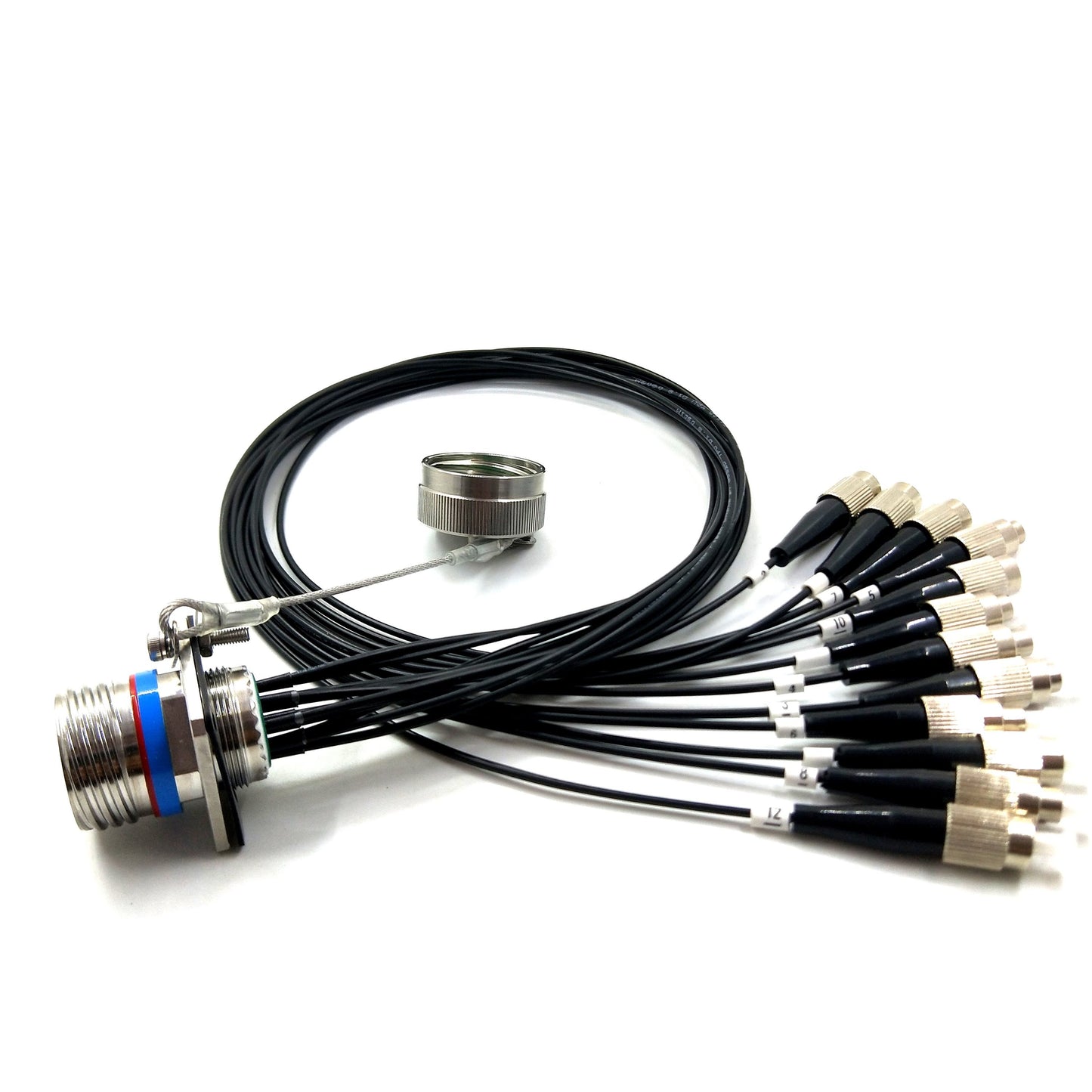 F-tone D38999 Series Fiber Optic Connectors 15# 12Cores Cable Assembly