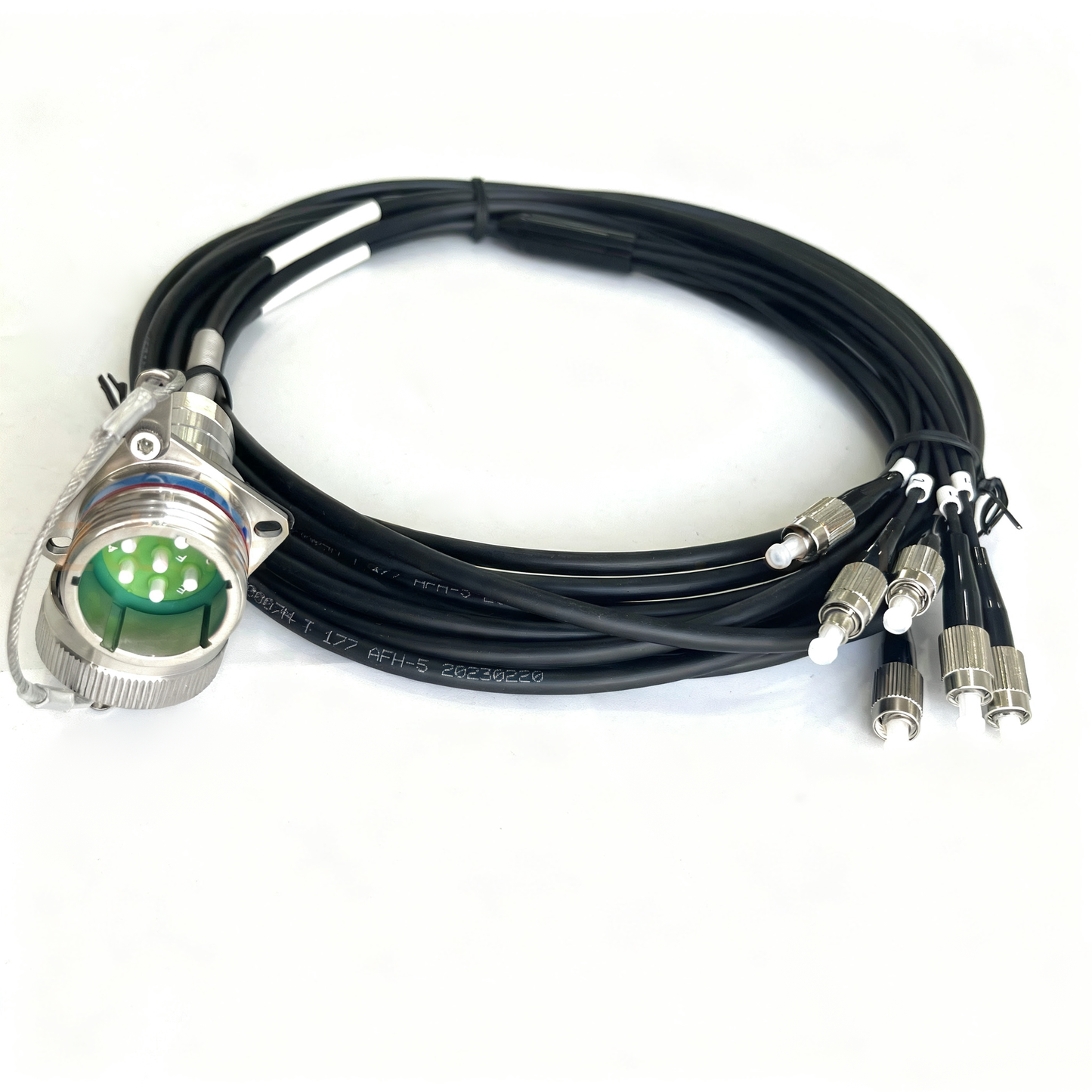 F-tone D38999 6Cores Single Mode Fiber Cable Plug and Socket J599/20KE06A1N -6FC Fiber Optic Cable Assembly