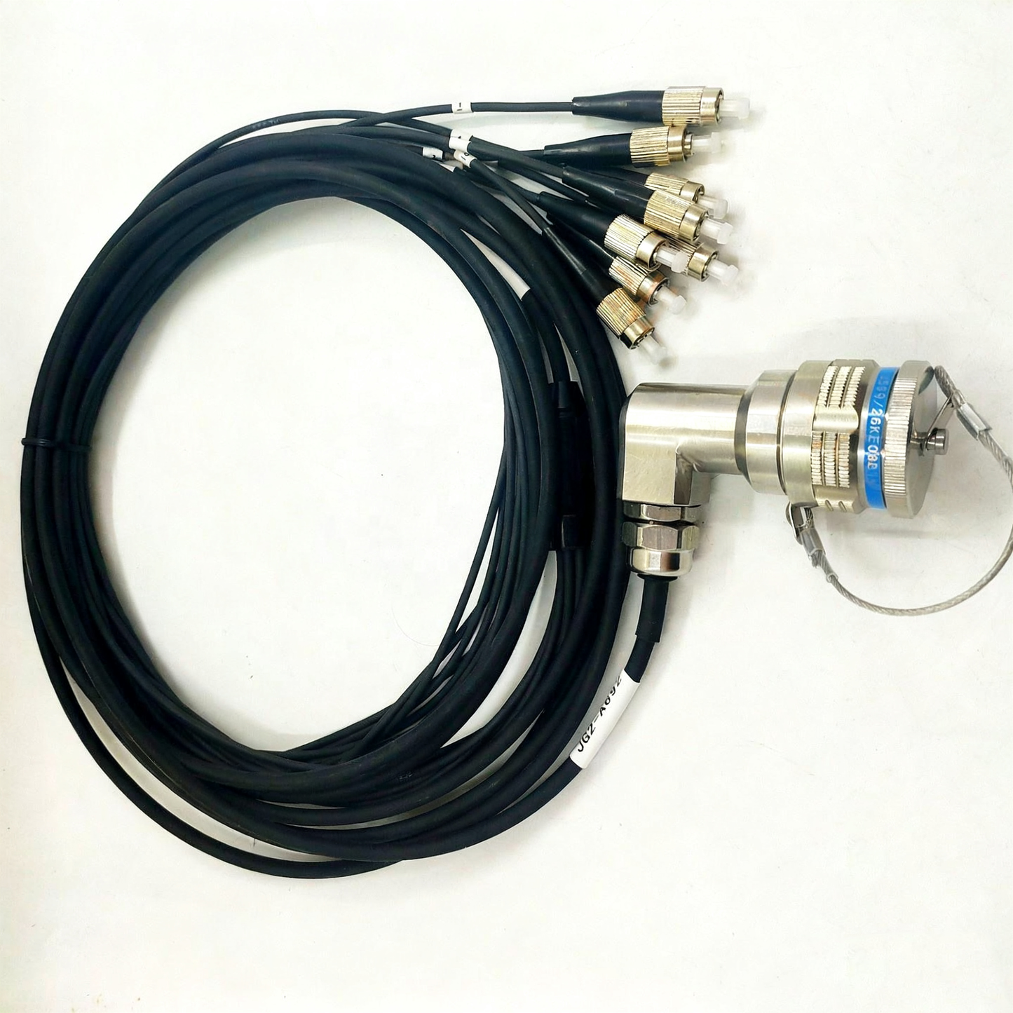 F-tone D38999 8Cores Single Mode Fiber Cable Bent Ends Plug and Socket J599/26KE08B1N -8FC Fiber Optic Cable Assembly
