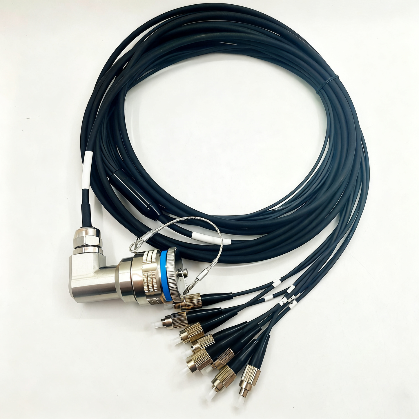 F-tone D38999 8Cores Single Mode Fiber Cable Bent Ends Plug and Socket J599/26KE08B1N -8FC Fiber Optic Cable Assembly