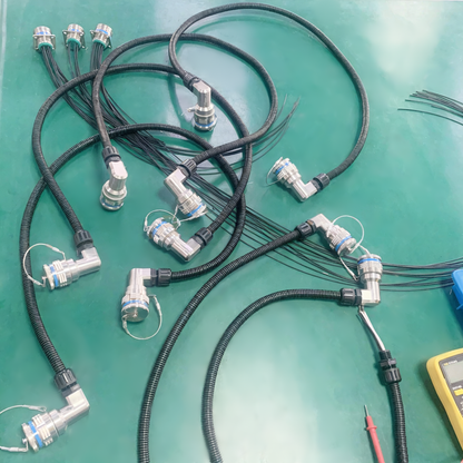F-tone D38999 6Cores single mode fiber cable Bent ends Plug and Socket J599/26KE06B1N -J599/26KE06B1N fiber optic cable Assembly